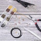 economico kit per la creazione di perline-973 pezzi di risultati del kit per la creazione di gioielli con pinzette a pinza e filo per la creazione di braccialetti per collana di gioielli riparazione forniture artigianali fai da te