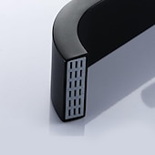 abordables Robinets de lavabo-Robinet de lavabo utilitaire moderne noir chromé, bec long à montage mural, robinet de lavabo à un trou avec tuyaux d&#039;eau chaude et froide, robinet commercial de remplissage de pot de baignoire à