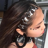 baratos Acessórios de penteados-10 pçs 1.61 &quot;estrela grampos de cabelo snap presilhas de cabelo antiderrapante estrela acessórios para o cabelo para meninas mulheres 2000s y2k prata metal grampos de cabelo