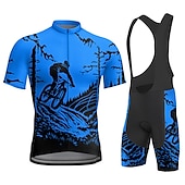 cheap Men's Clothing Sets-Men's Cycling Jersey with Bib Shorts Short Sleeve Mountain Bike MTB Road Bike Cycling Summer Blue Yellow Red Graphic Bike 3D Pad Quick Dry Back Pocket Moisture Wicking Breathable Spandex Sports