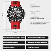 voordelige Quartz-horloges-POEDAGAR Luxe Mannen Polshorloge Sport Chronograaf Silicone Strap Mannen Horloges Waterdicht Luminieuze Datum Heren Quartz Horloge
