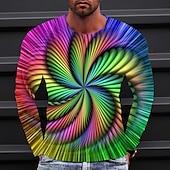 cheap 3D T shirts-Men&#039;s Graphic Gradient Metallic Shirt T Shirt Long Sleeve T shirt 3D Print Crew Neck Shirt Vintage Fashion Designer Outdoor Daily Sports 1 2 3 Spring &amp;  Fall Clothing Apparel S M L XL 2XL 3XL 4XL