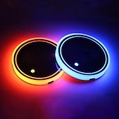 cheap Decorative Lights-Smart Luminous Water Coaster LED Car Cup Holder Lights 7 Colors Changing USB Charging Mat Waterproof Cup Pad Interior Atmosphere Lamp Decoration Light for Oktoberfest Car Accessories 1pc