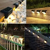 cheap Pathway Lights &amp; Lanterns-4pcs Solar Step Lights Outdoor LED Deck Stair Lights Waterproof LED for Garden Fence Step Railing Stairs Yard Patio Pathway Holiday Light