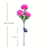 cheap Ground Lights-3 Heads Solar Peony Outdoor Simulation Flower Lamp LED Artificial Flower Ground Lamp  Garden and Courtyard Decorative Lights Holiday Party Decorative Lights