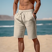 baratos Feriado-Homens Calção Shorts de verão Shorts de praia Com Cordão Cintura elástica Perna reta Retalhos Conforto Respirável Comprimento do joelho Casual Diário Feriado Moda Estilo Clássico Branco Azul