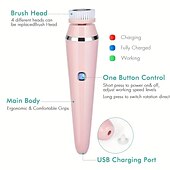 voordelige Persoonlijke bescherming-4-in-1 elektrische gezichtsreinigingsborstel gezichtsmassager gezichtskit set gezichtswasborstel gezichtsmachine exfoliërende borstel en gezichtsmassager skin spa kit waterdichte mee-eter acne