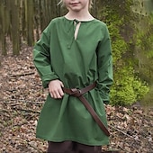 billiga Blast-Medeltida kostymer Renässans 1600-talet Blus / Skjorta Tunika Pirat Krigare Viking Solid färg Pojkar Viking fantasi Halloween Karnival Maskerad Maskerad Renässansmässan LARP Skjorta Alla årstider