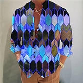 billiga Växter Mönster-Herr Blommig Färgblock Skjorta Knapp upp skjorta Långärmad Mode Streetwear Designer Utomhus Ledigt Dagligen Sommar Vår Höst Hög krage Mönster Rubinrött Blå Ljuslila Purpur Grön