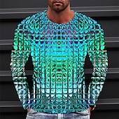 cheap 3D T shirts-Men&#039;s Graphic Gradient Metallic Shirt T Shirt Long Sleeve T shirt 3D Print Crew Neck Shirt Vintage Fashion Designer Outdoor Daily Sports 1 2 3 Spring &amp;  Fall Clothing Apparel S M L XL 2XL 3XL 4XL