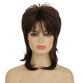 economico Parrucche storiche-parrucca bionda mullet dai cloud per donna parrucca a strati ispida lunga fino alle spalle parrucche anni &#039;70 e &#039;80 parrucche cosplay parrucche per capelli giornalieri parrucca di carnevale