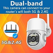 cheap Indoor IP Network Cameras-Five Lens HD 1080P/720P Wireless Speed Dome PTZ WiFi IP Camera Two-way Intercom Full Color Night Vision Motion Detection 5G Dual-band IP66 Waterproof Indoor and Outdoor Surveillance Camera