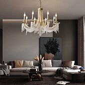 economico Modello a candelabro-moderno lampadario in cristallo trasparente regolabile 6/8 luci cristallo montaggio a filo appeso a soffitto lampada a sospensione classico apparecchio di illuminazione in stile candela e12/e14 per