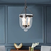economico Luci a sospensione-lampade a sospensione retro oro rame nero 3 luci appese luce stile industriale paralume in vetro trasparente lampadario illuminazione a soffitto per soggiorno studio apparecchio di illuminazione per