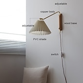 cheap LED Wall Lights-Lightinthebox Vintage Wall Lights with Plug Cable and Switch Wood Wall Lamp E27 Bedroom Bedside Lamps Adjustable Brass Holder Indoor Living Room Wall Wash Lights 110-240V