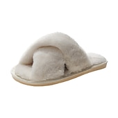 billiga Inneskor och flip-flops till damer-Mysig rosa fuskpäls damtofflor - mjuk och mjuk korsbandsstil, perfekt för avkoppling hemma och vardagskläder inomhus