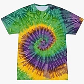 billige Retro grafikk-Disk Tie Dye T-skjorte Animé 3D Graphic Til Par Herre Dame Voksne Maskerade 3D-utskrift Fritid / hverdag
