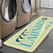 cheap Mats &amp; Rugs-Laundry Bath Mat Non-slip Runner Non Skid Machine Washable Area Rugs Laundry Decor for Kitchen, Bath, Washroom Blue White