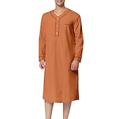 abordables Batas-Hombre Pijamas Ropa de salón Bata de noche Pijama 1 pc Color puro Moda Confort Suave Hogar Cama Poliéster Transpirable Escote en V Manga Larga Básico Primavera Otoño Negro Blanco