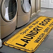 cheap Mats &amp; Rugs-Laundry Bath Mat Non-slip Runner Non Skid Machine Washable Area Rugs Laundry Decor for Kitchen, Bath, Washroom Blue White