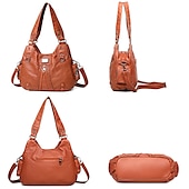 cheap Handbag &amp; Totes-Women&#039;s Handbag Shoulder Bag Hobo Bag Boston Bag PU Leather Daily Holiday Zipper Large Capacity Waterproof Breathable Solid Color Black Brown
