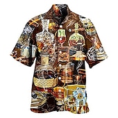preiswerte Essen &amp; Getränke-Herren Trinken Hemd Hawaiihemd Sommerhemd Aloha-Shirt Kurzarm Hemd Umlegekragen Tropisch Modisch Hawaiianisch Casual Hawaiianisch Festtage Hellgelb Gelb Hellgrün S M L