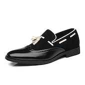billiga Halvformell-lutning för män tofs loafers i konstläder – eleganta slip-on klänningskor med mocka ovandel för bröllop och formella evenemang