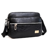 levne Pánské tašky-Pánské Crossbody kabelka Taška přes rameno Aktovka Messenger taška PU kůže Venkovní Denní Zip Velká kapacita Lehká váha Odolné Pevná barva Tmavěhnědá Žlutá hnědá Černá