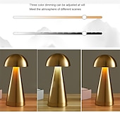 preiswerte Tischlampen-LED-Pilz-Tischlampe, Touch-Dimmung, dreifarbig, Retro-Schlafzimmer, Nachttisch, Desktop, USB, wiederaufladbar, Nachtlicht, Leselampen für Hotel, Restaurant, Bar, Schlafzimmerlampe