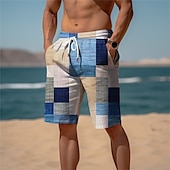 cheap Men&#039;s 3D Sweat Shorts-Men&#039;s Color Block Patchwork Graphic Prints Sweat Shorts Beach Shorts Terry Shorts Mid Waist Casual Athleisure Daily Holiday Streetwear Drawstring Elastic Waist 3D Print Designer Clothing Apparel