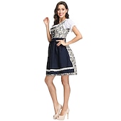 ieftine Dirndl-Halloween Oktoberfest Rochii Dirndl Trachtenkleader bavareză Servitoare Germană Munchen Rochie de costum tradițional Pajiști Pentru femei Fete Pânză în stil tradițional Bluză Rochie Șorț