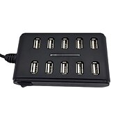 olcso USB-elosztók-hordozható 1db általános célú munkahelyi otthon kapcsolóval abs műanyag kétsoros tíz portos usb hub