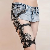 abordables Accesorios y más-Arnés gótico de una sola pierna, cinturón de liga punk, cinturón ajustable con remaches negros para el muslo, accesorios vaqueros para mujer