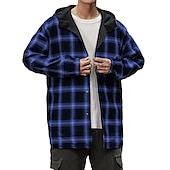 olcso Férfi felsőingek-Férfi Gombos póló Ingkabát Overshirt Hétköznapi viselet Fekete Rubin Medence Hosszú ujj Ruházat