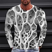 olcso 3D pólók-Férfi Grafika Absztrakt Póló Hosszú ujj póló 3D nyomtatás Terített nyak Ing Szüret Divat Dizájn Szabadtéri Napi Sport Kék Bíbor Lóhere Tavasz &amp; Ősz Ruházat S M L XL 2XL 3XL 4 XL