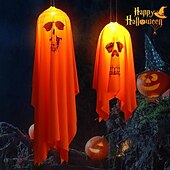 cheap Hallowen Prop Lighting-Halloween Lighted Ghost Horror Creepy Props Fabric Lantern Pumpkin Halloween Decoration Garden Patio Ghost Festival Decoration 4.5V IP42