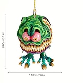 economico Ornamenti e pendenti per auto-Ciondolo per auto a forma di mostro a grande bocca 2PCS modello di bambola piatta in acrilico statua di topo pazzo Rat Fink alla guida accessori per auto Halloween decorazioni per casa