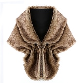 economico Sciarpe &amp; Wrap-Stole da donna A mantellina Elegante Casual quotidiano Senza maniche Ecopelliccia Stole da matrimonio Con Colore Puro Per Matrimonio Primavera