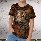 tanie 3D zwierzęta dla chłopca-Dla chłopców 3D Graficzny Zwierzę Kreskówki Podkoszulek T-shirt Krótki rękaw Druk 3D Lato Wiosna Aktywny Sport Moda Dzieci 3-12 lat Na zewnątrz Codzienny Regularny
