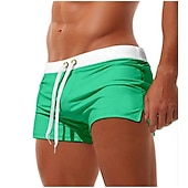 voordelige heren boxer zwembroek-Voor heren Boardshorts Zwemshorts Lange zwembroeken Effen Kleur Trekkoord met Mesh-voering Splitsen Sportief Strand Chique en modern Casual / sportief Grasgroen Zwart