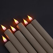 お買い得  ハロウィンの小道具の照明-6個 LEDテーパーキャンドル炎 LED電子キャンドル温かい黄色の光 吸盤付きクリスマスホリデーお正月窓暖炉装飾 ハロウィン用
