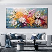 preiswerte Blumen-/Botanische Gemälde-Hang-Ölgemälde Handgemalte Horizontal Landschaft Blumenmuster / Botanisch Moderne Modern Ohne Innenrahmen (ohne Rahmen)