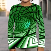 billiga Pojkens 3D Vision &amp; Geometri-Pojkar 3D Grafisk 3D Print T-shirt Långärmad 3D-tryck Sommar Vår Höst Sport Mode Streetwear Barn 3-12 år Utomhus Ledigt Dagligen Normal