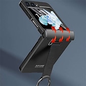cheap Samsung Cases-Phone Case For Samsung Galaxy Z Flip 7 Z Flip 5 Back Cover Portable with Stand Holder with Screen Protector Solid Color Tempered Glass PC