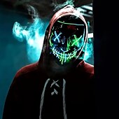 cheap Halloween 2024-Halloween Light Mask LED Full Face Mask  Clown Glow Mask For Children For Adult  For Party for Halloween