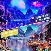 Χαμηλού Κόστους Μαύρισμα ταπετσαρία-blacklight ταπετσαρία uv αντιδραστική λάμψη στη σκοτεινή λάμψη πάρτι νέον χώρο αισθητική ψυχεδελική trippy misty κρεμαστή ταπετσαρία τοίχου τοιχογραφία για κρεβατοκάμαρα σαλονιού