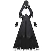 billige Klassisk skrekk-Nonne Cosplay kostyme Party-kostyme Drakter Skremmende kostyme Dame Voksne Ytelse Fest Stadie Karneval Mardi Gras Enkelt karnevalskostyme