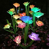 お買い得  ランドスケープライト-4 ヘッドソーラー水仙 LED ライト屋外ガーデンバルコニー装飾ライト LED 防水芝生ナイトライト模造植物ライトホリデーパーティー雰囲気ライト