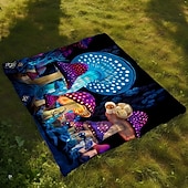 cheap Blacklight Tapestries-Mushroom Fantasy Blacklight Tapestry Glow in the Dark Glow Party UV Reactive Trippy Misty Nature Landscape Hanging Tapestry Wall Art Mural for Living Room Bedroom