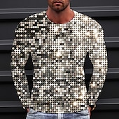 cheap 3D T shirts-Men&#039;s Graphic Gradient Metallic Shirt T Shirt Long Sleeve T shirt 3D Print Crew Neck Shirt Vintage Fashion Designer Outdoor Daily Sports 1 2 3 Spring &amp;  Fall Clothing Apparel S M L XL 2XL 3XL 4XL